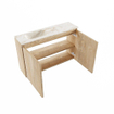 MONDIAZ TURE-DLUX Meuble toilette - 80cm - Washed Oak - EDEN - vasque Frappe - position gauche - 1 trou de robinet SW1103069