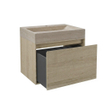 Forzalaqua Ibiza Ensemble meuble de salle de bains - 80x50x50cm - 1 tiroir - lavabo en travertin - 1 trou de robinet - jeu de supports - bouchen de vidage - Smoke SW1476837