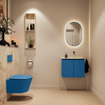MONDIAZ TURE-DLUX meuble de toilette 60cm Jeans. EDEN lavabo Frappe position droite. Sans trou de robinet. SW1102823