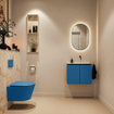 MONDIAZ TURE-DLUX Meuble toilette - 60cm - Jeans - EDEN - vasque Frappe - position droite - sans trou de robinet SW1102823