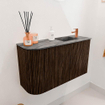Mondiaz JOYA-DLUX 71.6cm toiletmeubel - ronding links kleur Walnut - Wastafel FAYE positie Rechts 1 kraangat kleur Sombra. SW1424737
