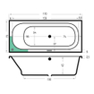 Xenz Aruba ligbad - 170x75cm - met overloop - zonder afvoer - Acryl Pergamon SW102879