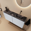 MONDIAZ TURE-DLUX meuble WC 100cm Clay. Lavabo EDEN Lava position droite. Sans trou de robinet. SW1103738