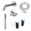 Fortifura Calvi Robinet de baignoire - bec 22cm à raccourcir - flexible - douchette stick - partie encastrable - support mural - chrome SW1130179