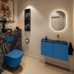 MONDIAZ TURE-DLUX Meuble toilette - 80cm - Jeans - EDEN - vasque Lava - position droite - sans trou de robinet SW1103835