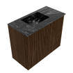Mondiaz JOYA-DLUX 50cm toiletmeubel - kleur Walnut - Wastafel FAYE positie Links Zonder kraangat kleur Lava. SW1422479
