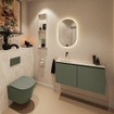 MONDIAZ TURE-DLUX Meuble toilette - 100cm - Army - EDEN - vasque Ostra - position gauche - sans trou de robinet SW1104707