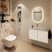 MONDIAZ TURE-DLUX Meuble toilette - 80cm - Talc - EDEN - vasque Glace - position centrale - sans trou de robinet SW1103091