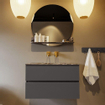 Mondiaz VICA-DLUX ensemble de meuble de salle de bain - 80cm - meuble sous-vasque gris foncé - 2 tiroirs - lavabo encastré nuage milieu - sans trous de robinet - miroir modèle spot - version XL 60cm haut - lave SW1098063