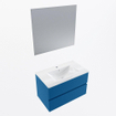 Mondiaz VICA ensemble de meuble de salle de bain - 80cm - meuble sous-vasque jeans - 2 tiroirs - lavabo denia milieu - 1 trou de robinet - couleur Blanc Brillant - miroir LED - version XL 60cm haut SW1091954