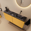 MONDIAZ TURE-DLUX Meuble de WC 100cm Ocre. Lavabo EDEN Lava position droite. Sans trou de robinet. SW1103881