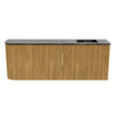 Mondiaz JOYA-DLUX Meuble de salle de bains 111.6cm - arrondi gauche couleur Chêne - Vasque FAYE position Droite Sans trou de robinet couleur Lava SW1422095