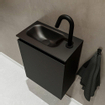 Mondiaz TURE Meuble lave-mains 40x23x50cm 1 trou de robinet 1 porte Urban mat Lavabo Eden Gauche Solid Surface Noir SW475247