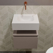 MONDIAZ ANDOR Toiletmeubel - 40x30x30cm - 0 kraangaten - 1 lades - smoke mat - wasbak midden - Solid surface - Wit SW474007
