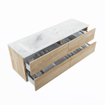 MONDIAZ VICA-DLUX Ensemble meuble de salle de bains - 150cm - meuble bas Washed oak - 4 tiroirs - lavabo encastré cloud gauche - 1 trou de robinet - version hauteur 60cm - opalo SW1088464