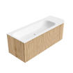 MONDIAZ KURVE 125cm Meuble salle de bain avec module 25 D - couleur Oak - 1 tiroir - 1 porte - vasque BIG MEDIUM gauche - sans trous de robinet - Talc SW1138190