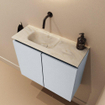 MONDIAZ TURE-DLUX Meuble toilette - 60cm - Clay - EDEN - vasque Ostra - position gauche - sans trou de robinet SW1104782