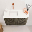 Mondiaz JOYA 61.6cm toiletmeubel - ronding rechts kleur Shadow - Wastafel FAYE positie Links Zonder kraangat kleur Talc. SW1421420