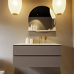 MONDIAZ VICA-DLUX Ensemble meuble de salle de bains - 110cm - sous-meuble smoke - 2 tiroirs - lavabo encastré cloud à droite - sans trous de robinet - version haute 60cm - frape SW1088899