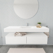 MONDIAZ ALAN 150cm - meuble bas - 2 tiroirs - lavabo suspendu - vasque au milieu - 1 trou de robinet - talc SW408519