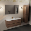 Mondiaz AIVY Ensemble de meuble - 120x45x50cm - 1 trou de robinet - 1 vasque Talc Solid surface - Centre - 2 tiroirs - avec miroir - Melamine Mocha SW892420