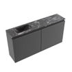 MONDIAZ TURE-DLUX Meuble toilette - 100cm - Dark Grey - EDEN - vasque Lava - position gauche - sans trou de robinet SW1103774