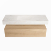 Mondiaz ALAN-DLUX Ensemble de meuble - 130cm - meuble Washed Oak mat - 1 tiroir - Lavabo Cloud Ostra suspendu - vasque Centre - 1 trou de robinet SW809066