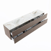 MONDIAZ VICA-DLUX Ensemble meuble de salle de bains - 200cm - meuble sous-vasque smoke - 4 tiroirs - lavabo encastré cloud double - 2 trous de robinet - version hauteur 60cm - frape SW1089005