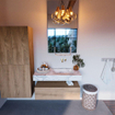 MONDIAZ ALAN - DLUX Ensemble de meubles de salle de bains - 100cm - meuble bas - chêne délavé - 1 tiroir - lavabo suspendu - vasque à droite - 0 trous de robinet - Glace SW808705
