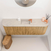 Mondiaz JOYA-DLUX 113.2cm toiletmeubel - ronding links en rechts kleur Oak - Wastafel FAYE positie Midden 1 kraangat kleur Opalo. SW1422157