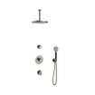 Hotbath Cobber Ensemble de douche de tête encastré - bras de plafond 15 cm - douche de tête ronde 30 cm - douchette 3 jets - nickel brossé SW440642