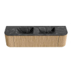 MONDIAZ KURVE-DLUX 170cm Meuble salle de bain avec module 25 G et D - couleur Oak - 1 tiroir - 2 portes - vasque LEAF double - sans trou de robinet - couleur Lava SW1137167