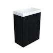 Arcqua Marble Ensemble fontaine - 40x22x54.5cm - fontaine brillant blanc - avec trop-plein - chêne noir SW909582