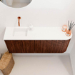 Mondiaz JOYA 101.6cm meuble de toilette - arrondi droit couleur Ruby - Vasque FAYE position Gauche Sans trou de robinet couleur Talc. SW1421755