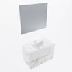 Mondiaz VICA ensemble de meuble de salle de bain - 80cm - meuble sous-vasque carrara - 2 tiroirs - lavabo denia milieu - 1 trou de robinet - couleur Blanc Brillant - miroir LED - version XL 60cm haut SW1091936