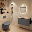 MONDIAZ TURE-DLUX Meuble toilette - 80cm - Dark Grey - EDEN - vasque Frappe - position centrale - sans trou de robinet SW1102763