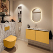 MONDIAZ TURE-DLUX Meuble toilette - 100cm - Ocher - EDEN - vasque Glace - position centrale - sans trou de robinet SW1103389