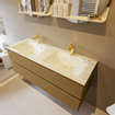 Mondiaz VICA-DLUX Ensemble de meuble de salle de bain - 130cm - meuble sous-vasque oro - 2 tiroirs - lavabo encastré cloud double - 2 trous de robinet - version haute de 60cm - frape SW1089255