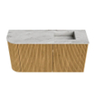 Mondiaz JOYA-DLUX Meuble de toilette 81,6cm - arrondi gauche couleur Chêne - Vasque FAYE position Droite Sans trou de robinet couleur Glace SW1422002