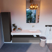 MONDIAZ ALAN - DLUX Ensemble de meuble de salle de bains - 150cm - meuble bas - gris foncé - 1 tiroir - lavabo suspendu - vasque à droite - 0 trous de robinet - Ostra SW807268