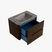Mondiaz CIRO-DLUX Ensemble de meubles de salle de bains - 70x45x50cm - lavabo solid surface Oza - 1 vasque au milieu - sans trous de robinet - 2 tiroirs - Noyer SW1530609