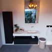 Mondiaz ALAN-DLUX Ensemble de meuble - 120cm - meuble Urban mat - 1 tiroir - Lavabo Cloud Glace suspendu - vasque Droite - 0 trous de robinet SW805088