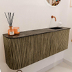 Mondiaz JOYA-DLUX Meuble de salle de bains 111.6cm - arrondi gauche couleur Dusk - Vasque FAYE position Droite Sans trou de robinet couleur Lava. SW1423275
