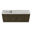 Mondiaz JOYA-DLUX 100cm meuble de salle de bains - couleur Shadow - Vasque FAYE position Gauche 1 trou de robinet couleur Glace. SW1422783