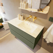 Mondiaz VICA-DLUX ensemble de meuble de salle de bain - 100cm - meuble sous-vasque armée - 2 tiroirs - lavabo encastré cloud droite - sans trous de robinet - version haute de 60cm - ostra SW1086984