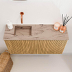 Mondiaz JOYA-DLUX 80cm toiletmeubel - kleur Oak - Wastafel FAYE positie Links Zonder kraangat kleur Arena. SW1423878