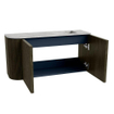 Mondiaz JOYA-DLUX Meuble de salle de bains 81.6cm - arrondi gauche couleur Shadow - Vasque FAYE position Droite Sans trou de robinet couleur Glace SW1422777