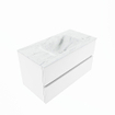 MONDIAZ VICA-DLUX Ensemble meuble de salle de bains - 90cm - meuble sous-vasque talc - 2 tiroirs - lavabo encastré cloud central - sans trous de robinet - version haute 60cm - opalo SW1088448