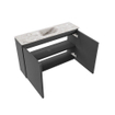 MONDIAZ TURE-DLUX Meuble toilette - 80cm - Dark Grey - EDEN - vasque Glace - position centrale - 1 trou de robinet SW1103230