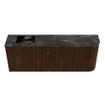 Mondiaz JOYA-DLUX 111.6cm toiletmeubel - ronding rechts kleur Walnut - Wastafel FAYE positie Links 1 kraangat kleur Lava. SW1422504